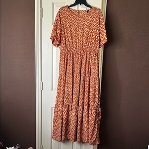 SHEIN Orange Polka Dot Midi Dress